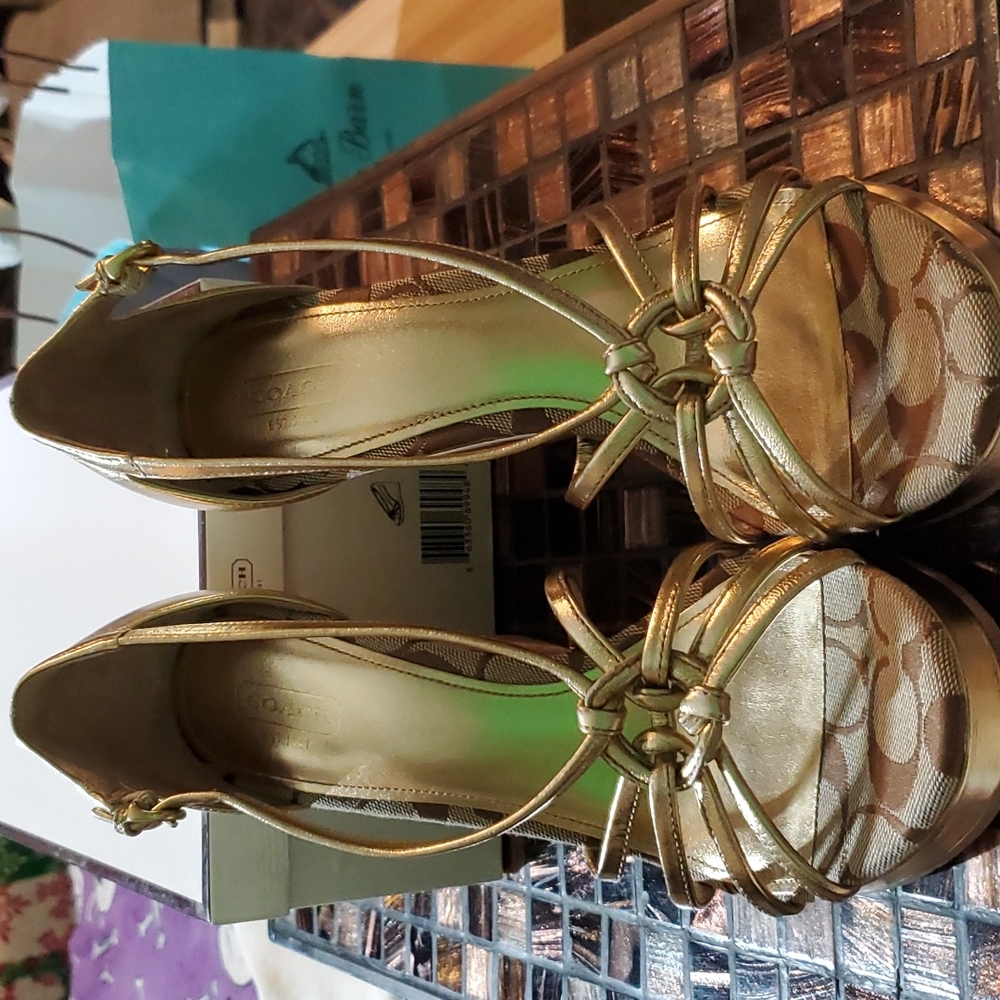 Coach wedge sandals gold - Picture 4 of 7